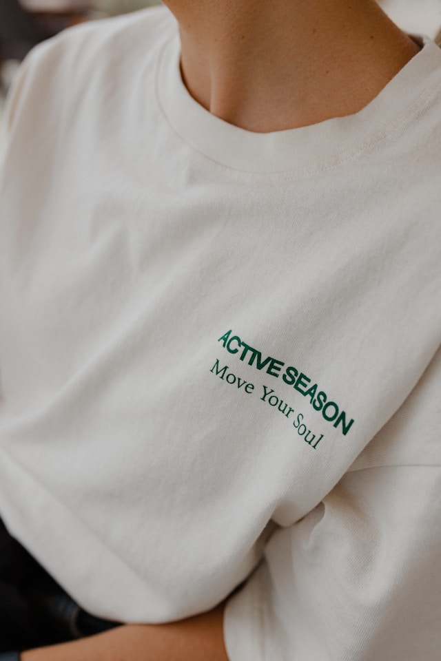 Close up shot of a t-shirt with minimal design